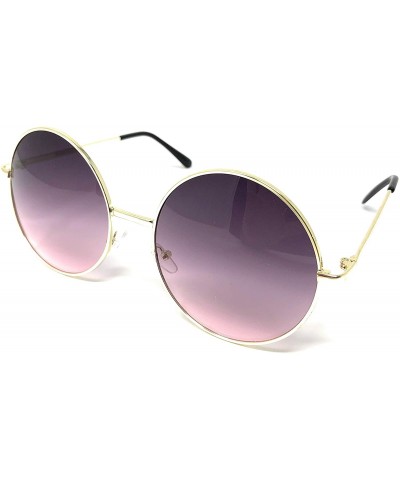 Oversized XL Oversize Metal Round Hippie Sunglasses - Gold- Plum to Pink - C418OYXD34U $11.48