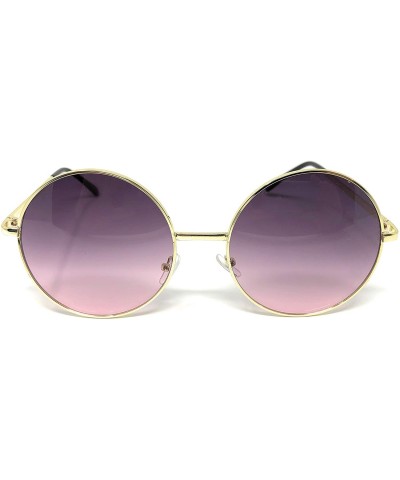 Oversized XL Oversize Metal Round Hippie Sunglasses - Gold- Plum to Pink - C418OYXD34U $11.48