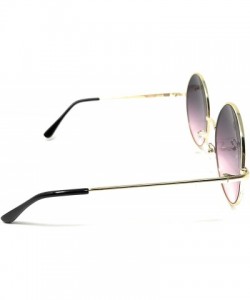 Oversized XL Oversize Metal Round Hippie Sunglasses - Gold- Plum to Pink - C418OYXD34U $11.48