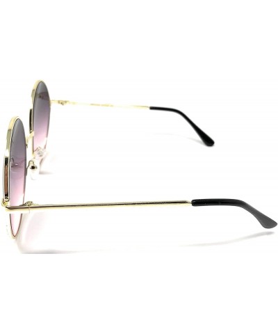 Oversized XL Oversize Metal Round Hippie Sunglasses - Gold- Plum to Pink - C418OYXD34U $11.48