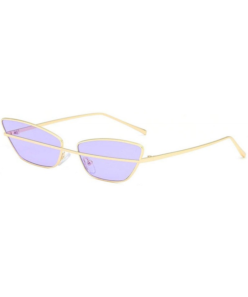 Square Vintage Women Brand Designer Trend Metal Frame Small Female Rectangular Sunglass UV400 - Purple - CQ18M4QSE6Y $11.58