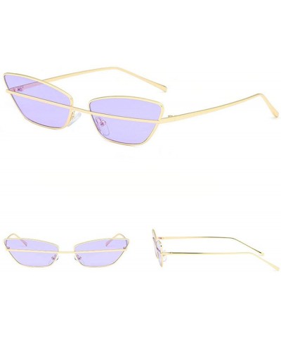 Square Vintage Women Brand Designer Trend Metal Frame Small Female Rectangular Sunglass UV400 - Purple - CQ18M4QSE6Y $11.58