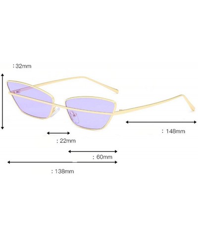 Square Vintage Women Brand Designer Trend Metal Frame Small Female Rectangular Sunglass UV400 - Purple - CQ18M4QSE6Y $11.58