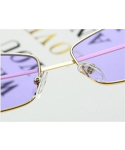 Square Vintage Women Brand Designer Trend Metal Frame Small Female Rectangular Sunglass UV400 - Purple - CQ18M4QSE6Y $11.58