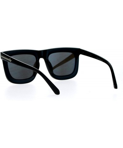 Oversized Retro Unique Flat Lens Rectangular Horn Rim Mirrored Mirror Lens Sunglasses - Black Silver - CF1260IBP1Z $8.94