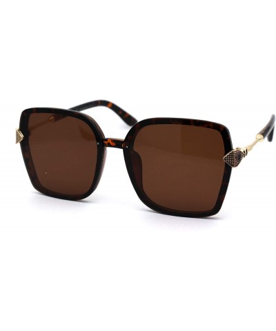 Butterfly Womens Jewel Hinge Squared Butterfly Designer Fashion Sunglasses - Gold Tortoise Brown - CZ194KSTZHH $23.49