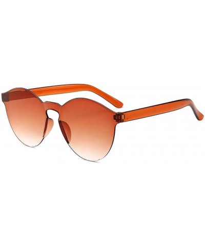 Round Unisex Fashion Candy Colors Round Outdoor Sunglasses - Light Brown - CJ19023OR0L $21.72
