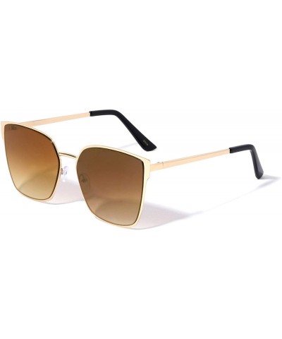 Butterfly Manaus Flat Frame Geometric Fashion Sunglasses (Brown) - CM1972OXWQR $27.31