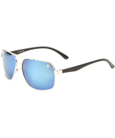Aviator Color Mirror Classic Square Aviator Sunglasses - Blue Silver - CP190EQ7YR5 $16.42