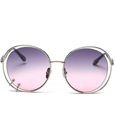 Oversized 47059 Hollow Round Luxury Sunglasses Men Women Fashion Shades UV400 C101 Coffee - C46 Gray Pink - CI18YZW7L30 $23.78