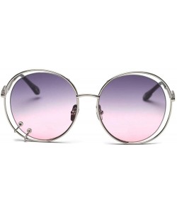 Oversized 47059 Hollow Round Luxury Sunglasses Men Women Fashion Shades UV400 C101 Coffee - C46 Gray Pink - CI18YZW7L30 $10.01