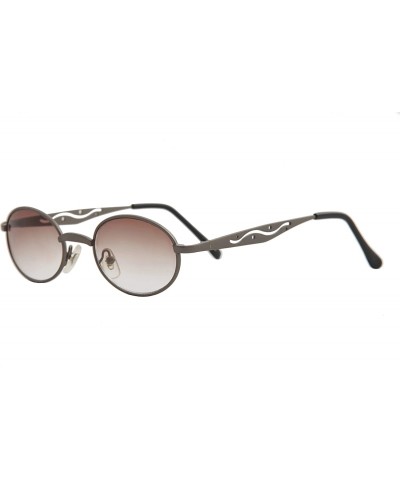 Oversized Sunglasses for Men Women Small Retro Oval Metal Classic Vintage Stylish - Gunmetal Frame / Gradient Lens - CN18O7MM...
