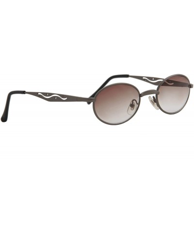 Oversized Sunglasses for Men Women Small Retro Oval Metal Classic Vintage Stylish - Gunmetal Frame / Gradient Lens - CN18O7MM...