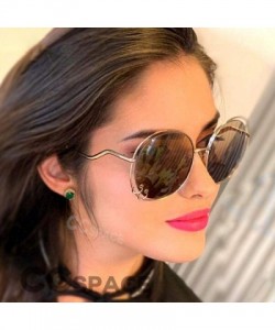 Oversized 47059 Hollow Round Luxury Sunglasses Men Women Fashion Shades UV400 C101 Coffee - C46 Gray Pink - CI18YZW7L30 $10.01