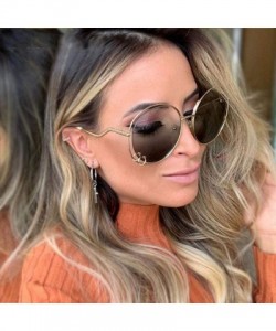Oversized 47059 Hollow Round Luxury Sunglasses Men Women Fashion Shades UV400 C101 Coffee - C46 Gray Pink - CI18YZW7L30 $10.01