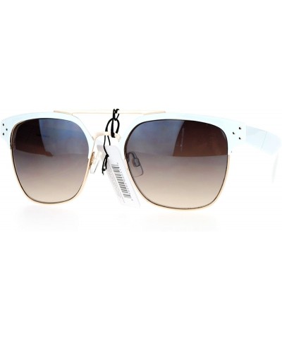 Square Top Bar Square Sunglasses Womens Designer Fashion Eyewear UV 400 - White - CJ1899E3RKW $8.35