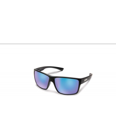 Square Hawthorne Medium Fit Sunglasses - Matte Black / Polarized Blue Mirror - CW196I67XNQ $103.13