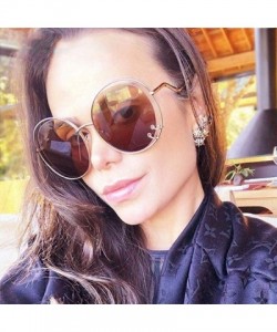 Oversized 47059 Hollow Round Luxury Sunglasses Men Women Fashion Shades UV400 C101 Coffee - C46 Gray Pink - CI18YZW7L30 $10.01