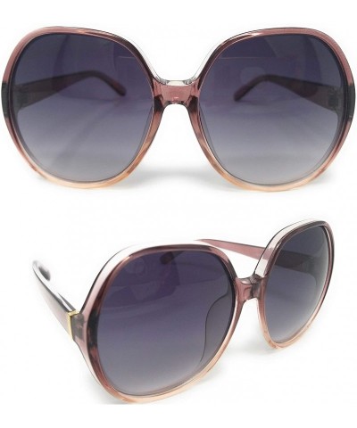 Oversized Women Retro 70s 80s 90s Oversized Round Black Elegant Style Sunglasses-SM1125 - Purple - CS18LDO5SSG $11.77