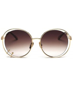 Oversized 47059 Hollow Round Luxury Sunglasses Men Women Fashion Shades UV400 C101 Coffee - C46 Gray Pink - CI18YZW7L30 $24.41