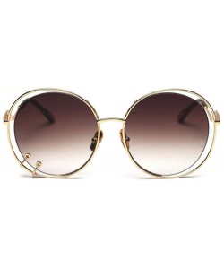 Oversized 47059 Hollow Round Luxury Sunglasses Men Women Fashion Shades UV400 C101 Coffee - C46 Gray Pink - CI18YZW7L30 $10.01