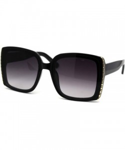 Rectangular Womens Chic Designer Fashion Rectangular Plastic Sunglasses - Black Smoke - C518WWIR9YY $13.82