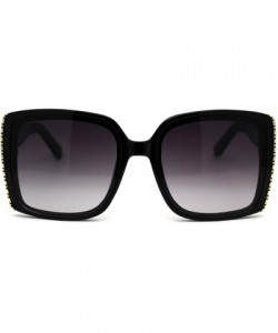 Rectangular Womens Chic Designer Fashion Rectangular Plastic Sunglasses - Black Smoke - C518WWIR9YY $13.82