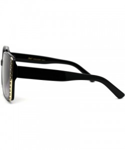 Rectangular Womens Chic Designer Fashion Rectangular Plastic Sunglasses - Black Smoke - C518WWIR9YY $13.82