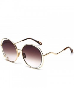 Oversized 47059 Hollow Round Luxury Sunglasses Men Women Fashion Shades UV400 C101 Coffee - C46 Gray Pink - CI18YZW7L30 $10.01