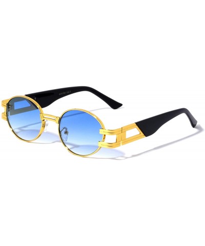 Oval Oval Metal Cut Out Fashion Sunglasses - Blue - CD196MRDD3O $11.63