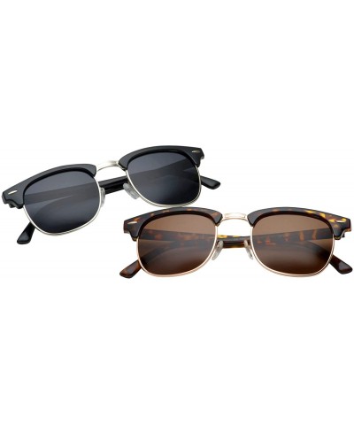 Oval Polarized Hamilton Premium Club Half Frame Horn Rimmed Sunglasses - 2 Pack Saver - C0128ZHLTRJ $33.81