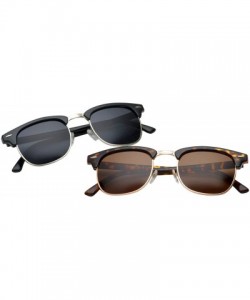 Oval Polarized Hamilton Premium Club Half Frame Horn Rimmed Sunglasses - 2 Pack Saver - C0128ZHLTRJ $33.81