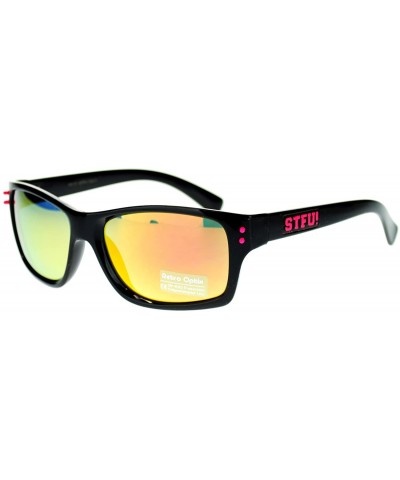 Rectangular STFU! Unisex Sunglasses Classic Rectangular Reflective Lens - Pink - CC11P5E17UZ $10.22