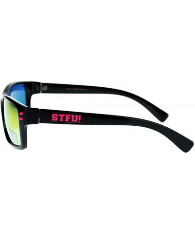 Rectangular STFU! Unisex Sunglasses Classic Rectangular Reflective Lens - Pink - CC11P5E17UZ $10.22