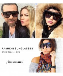 Aviator Premium Oversized Sunglasses Women Men Flat Top Square Frame Shades - Grey Gradent - C018529AGS8 $13.51