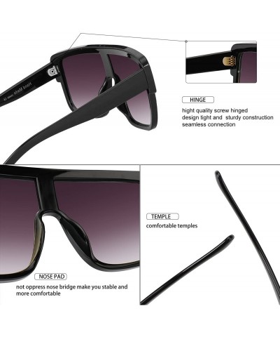 Aviator Premium Oversized Sunglasses Women Men Flat Top Square Frame Shades - Grey Gradent - C018529AGS8 $13.51