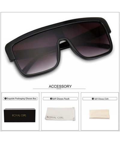 Aviator Premium Oversized Sunglasses Women Men Flat Top Square Frame Shades - Grey Gradent - C018529AGS8 $13.51