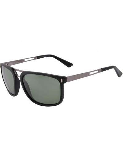 Rectangular Polarized Sunglasses Nearsight Eyeglasses SH5004 - Matt Black Frame Wth Gun Legs - CZ192AQ2AN8 $62.13