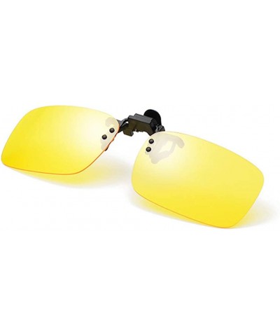 Square Polarized Clip-on Sunglasses Anti-Glare Driving Glasses for Prescription Glasses - Yellow - CG193XHDX4S $8.69