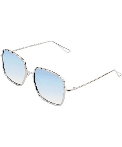 Goggle Women Classic Square Sunglasses - Silver/Blue - CP18WU8LRL9 $24.35