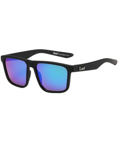 Square Pouch Loks TM Trendy Square Thin Matte Color Lens Sunglasses - 91130-matte-black-blue-green-mirror - CF18RQWTL4L $8.10