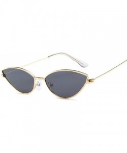 Rimless Retro Cat Eye Sunglasses Women Designer Metal Frame Circle Sun Glasses Female Fashion Clear Shades - Silveryellow - C...