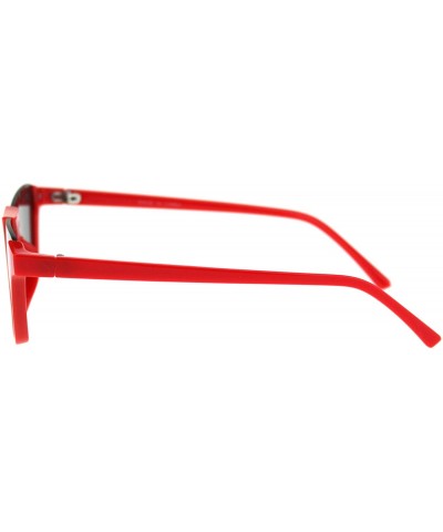 Rectangular Pimp Crop Top Thin Plastic Horn Rectangle Retro Sunglasses - Red Silver Mirror - C518QS7I9GG $12.69