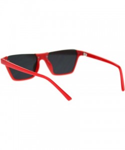 Rectangular Pimp Crop Top Thin Plastic Horn Rectangle Retro Sunglasses - Red Silver Mirror - C518QS7I9GG $12.69