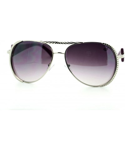 Aviator Womens Flat Top Aviator Sunglasses Luxury Designer Fashion Eyewear - Silver Purple - C111WVHZELR $8.33