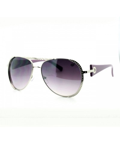 Aviator Womens Flat Top Aviator Sunglasses Luxury Designer Fashion Eyewear - Silver Purple - C111WVHZELR $8.33