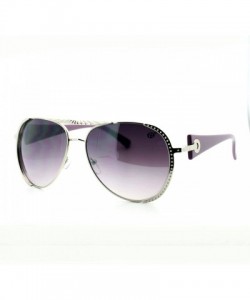 Aviator Womens Flat Top Aviator Sunglasses Luxury Designer Fashion Eyewear - Silver Purple - C111WVHZELR $8.33