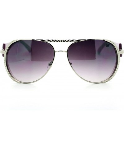 Aviator Womens Flat Top Aviator Sunglasses Luxury Designer Fashion Eyewear - Silver Purple - C111WVHZELR $8.33