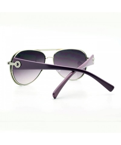 Aviator Womens Flat Top Aviator Sunglasses Luxury Designer Fashion Eyewear - Silver Purple - C111WVHZELR $8.33