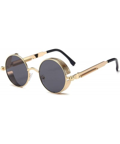 Round Retro Round - Framed with Metal Spring Prince Mirror Men's Sunglasses - 14 - C7198S6U6QU $24.42